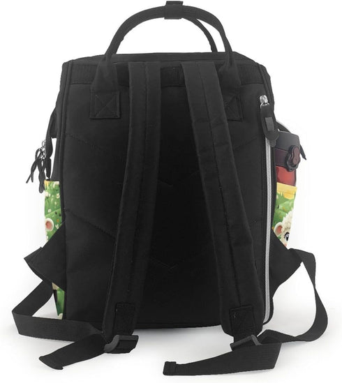 OUSIKA Backpack Daypacks Cute Cartoon Sheep Print Diaper Bag Multifunction Laptop Travel Large Nappy Bag, Black, One