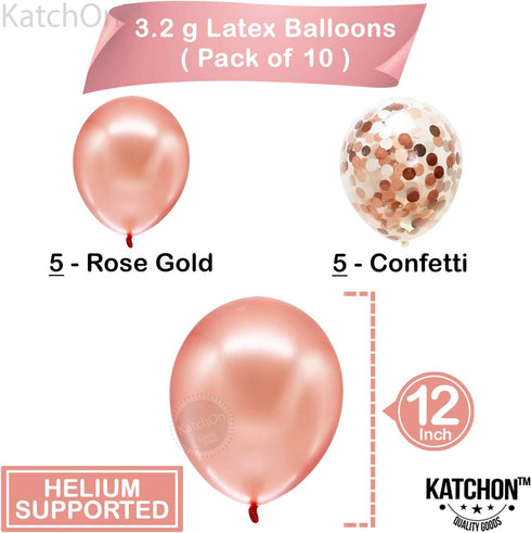 KatchOn Rose Gold 34 Balloon Set, 40 Inch, 34th Birthday Decorations for Women with Confetti Balloons