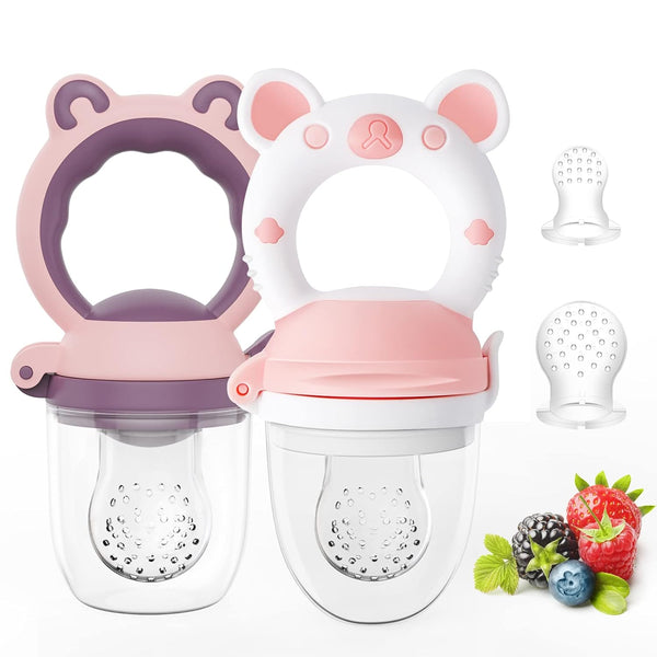 Baby Solids/Frozen Fruit Feeder Pacifier, Infant Teether Toy 4M+, BPA-Free Silicone Pouch