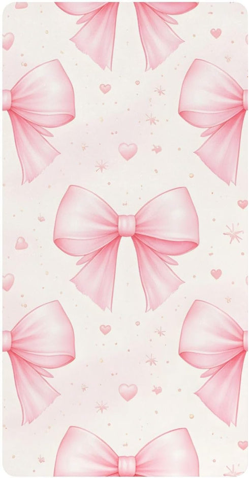 CZXW Bows Light Pink Crib Sheets Fitted 52" x 28" Natural Cotton Soft