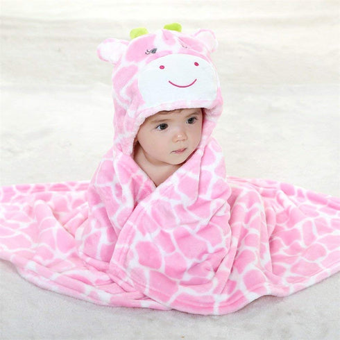 Vauwmsr Baby Hooded Blanket, Ultra Soft Warm Newborn Infant Swaddle Wrap Bath Shower Towel, 25.6" x 39.4", Pink