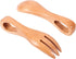 1 Set Wooden Spoon Fork Kid Utensils - Kids Training Tableware, Vintage Style