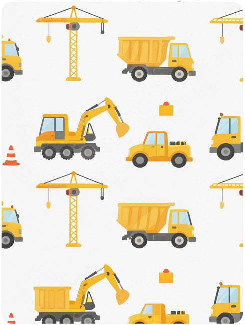 CZXW 52" 28" Cute Construction Vehicles Crib Sheets Fitted x Natural Cotton Soft & Breathable for Baby Crib Mattress