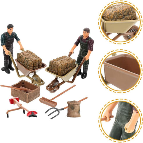 Toddmomy 12pcs Farm Accessories Model Miniature Farmers Figurines - Mini Farm for Kids & Toddlers