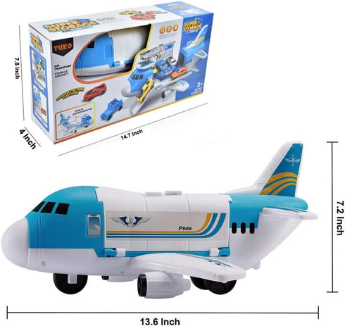 Transport Cargo Airplane Car Toy Play Set - For Boys and Girls Ages 3+