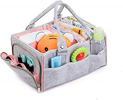 Felt Baby Diaper Organizer, Nursery Storage Bin Car Organizer for Diapers and Baby Wipes,Baby Caddy organizer Bag