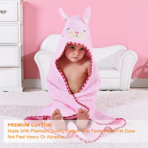 MICHLEY Animal Face Hooded Baby Towel Cotton Bathrobe for Boys Girls Light Pink 0-6 Year