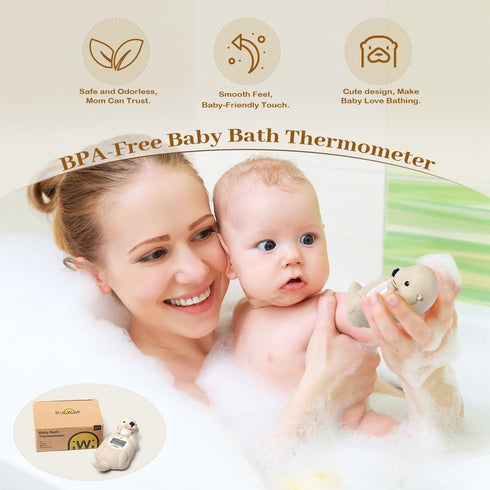 Baby Bath Thermometer for Infants Digtal Baby Water Thermometer for Bathtub Temperature Measure,Safty Kids Bath Floating Toy,Otter-OWN