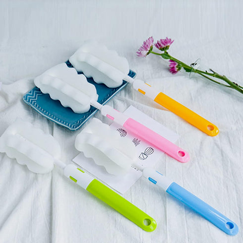 Set 4 (4 4 Bottle Brush Sponge Cup Brush with Replacement Brush Head Portable Long Handle Water Bottle Cleaner Brush