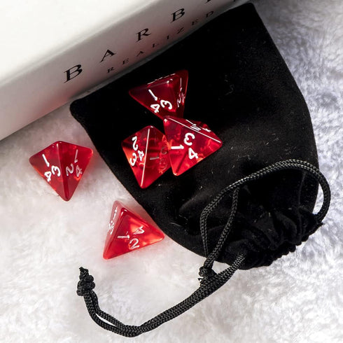 5PCS Polyhedral Dice 20mm D4 for Dungeons and Dragons DND RPG MTG Table Games Red with Black Bag