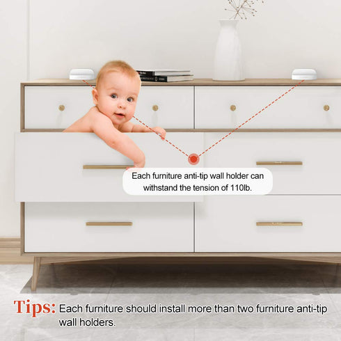 EUDEMON Baby Safety Anti-Tip Furniture Anchor Straps, Childproof Wall Holder for Children & Pets, Easy to Install