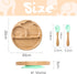 Suction Plates for Baby & Toddler, Bamboo Divided Platter with Silicone Fork & Spoon, Non-Slip Design for Weaning