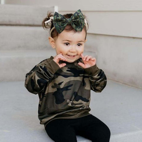 YanJie 3Pcs 4.5" Nylon Hairband for Baby Girls, Newborn Leopard Football Camo Printed Hair Accessories