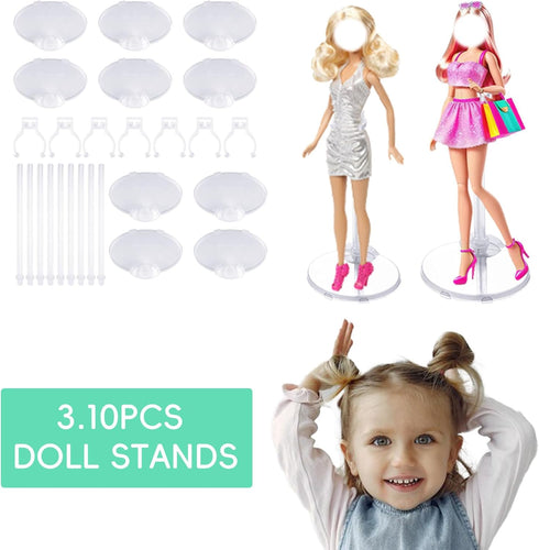 XJMWXHFC 10pc 11-13 Inch Adjustable Doll Display Holders, Clear Plastic Action Figure Stands, Transparent Support
