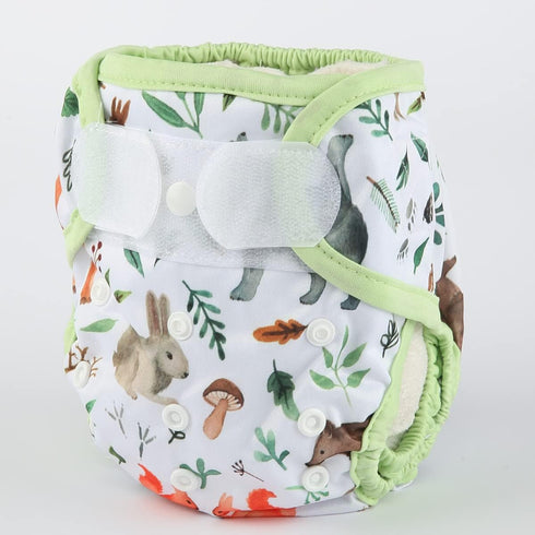 Sigzagor Gusset 6.6lbs 33lbs Baby Cloth Diaper Cover Nappy Hook and Loop Double to (Rabbits Wolves)