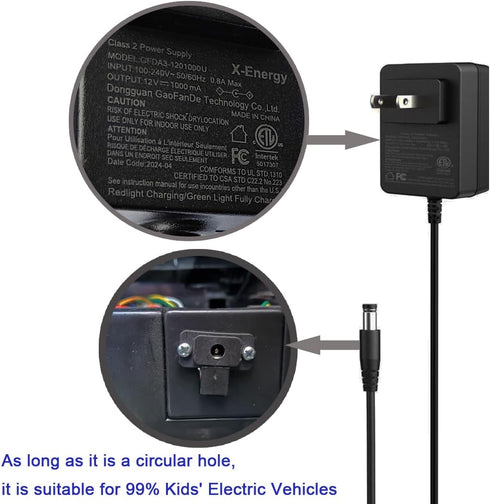 12 Volt Battery Charger for Kids Ride On Toys,Kids car Charger,Toy car Charger 12 Volt,Ride Toy car Charger 12V Universal Charger for Best Choice, Wrangler, Kid Trax Ride On Cars