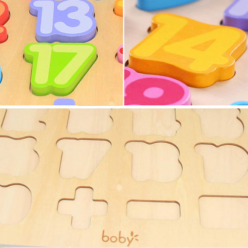 Wooden Number Puzzle Toys - ABC Letter & Number Puzzle for Toddlers 1-3 Years Old, Educational Gift