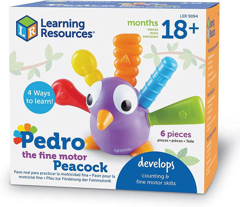 Learning Resources Pedro The Fine Motor Peacock, Toddler Learning Toys, Develops Fine Motor Skills, 6 Pieces