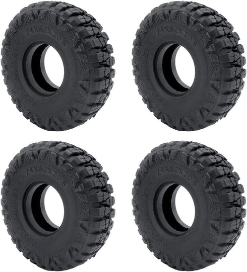 RCLIONS 4PCS Rubber Micro 1" RC Wheel Tires 62mm for 1/24th Axial SCX24 Deadbolt, C10, JLU CRC, Bronco RC Crawler