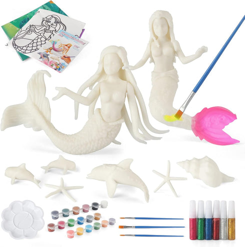 BESTYMXY Mermaid Toys Painting Kit, Mermaid Paint Kit, Kids Art Set, DIY Mermaid