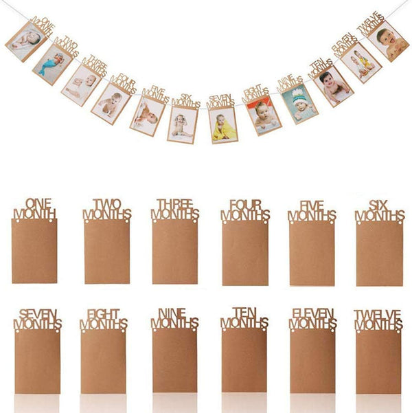 OOTSR 1st Birthday Photo Banner Growth Record for 1-12 Month Photo Prop Bunting Decor