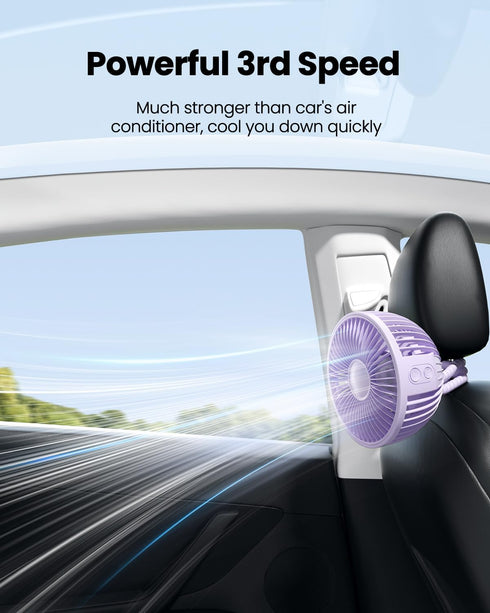 4 360 Gaiatop Oscillating Baby Stroller Fan with LED Night Light, Speeds Cooling Rechargeable Rotate Clip On, Battery
