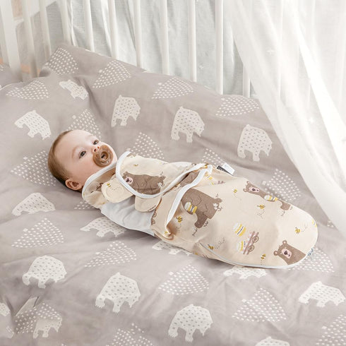 Baby Swaddle Blanket Boy Girl Super Soft Material Newborn Adjustable Swaddles 2-Way Zipper Sleep Sack 1 Pack (Honey Bear, Small/Medium | 0-3 Months) by HOUSBAY