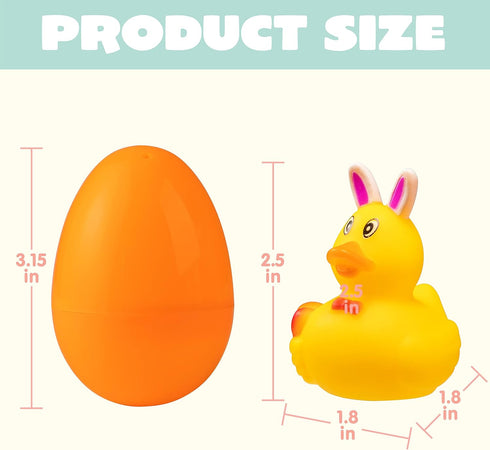 12 JOYIN Pcs Filled Easter Eggs with Rubber Duck and Rabbit Duckies, Bright Colorful Prefilled Easter Eggs for Kids Fun