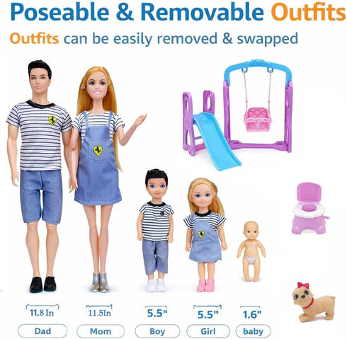 Set 6 12 Inch Mommy Set 3+ Pregnant Dolls of People with Removable Baby, Realistic Doll for Kids, Educational Pregnancy