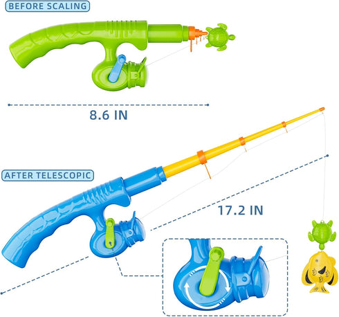 KukuFun 3 4 5 6 Magnetic Fishing Pool Toys Game for Kids Toddlers, Water Table Bathtub Toy with Pole Rod Net Plastic