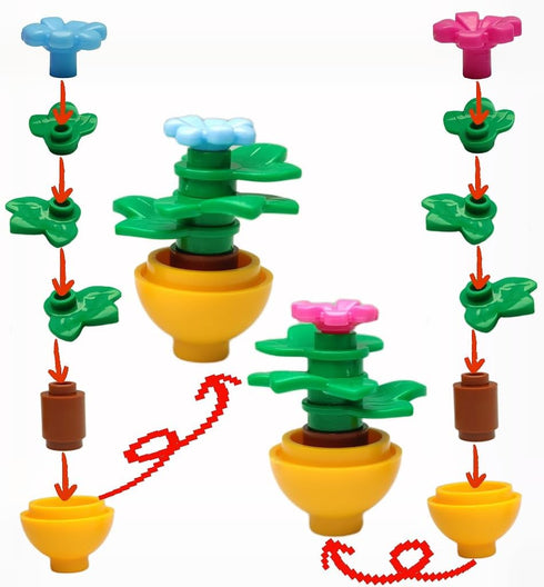 dspitwod City Street Lamp House Garden Building Accessories with Lights Trees and Flower Pot Block Toys Compatible