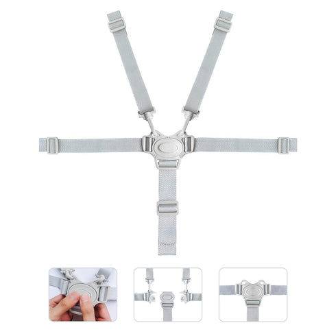 Adjustable High Chair Straps, Baby Safety Strap Belt for Stroller, Pushchair, Pram, Buggy (Grey)