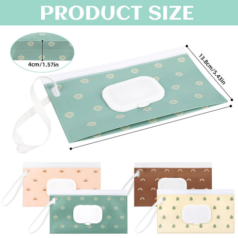 Cecliy 4 Pack Baby Wipe Dispenser, Reusable Portable Wipe Holder, Refillable Wet Wipes Container, Waterproof