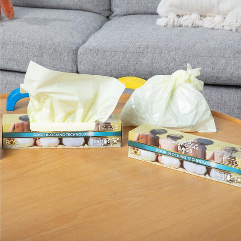 90 Count BOS Odor-Sealing Dirty Diaper Disposable Trash Bags - Scent & Smell Free - Small