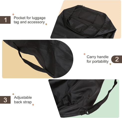 LIHAO Universal Stroller Travel Bag - Gate Check Bag for Car Seat, Waterproof Carry Bag, 600D Oxford (Black)