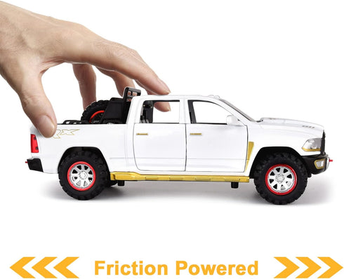 RAM 1500 Pickup Truck toys for Boy Age 4-7 Diecast Metal Model Trucks Open Door Pull Back Toy Cars with Lights and Sound Gift for Kids 3-8 Years