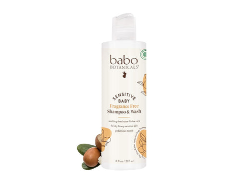Babo Botanicals Sensitive Baby Fragrance-Free 2-in-1 Shampoo & Wash with Shea Butter, Calendula & Aloe Vera