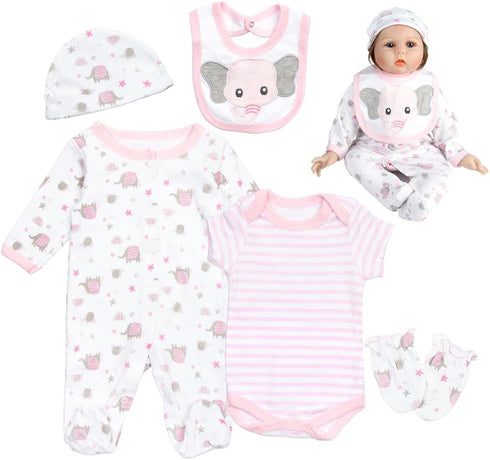 Reborn Baby Dolls Clothes, 22 Inch Cute Elephant Girl Outfits for 20-22 Inch Newborn Doll