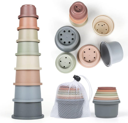 Stacking Cups Baby Toy for 6-12 Months, Toddler Nesting Cups Set, 8PCS Stackable Bath Toy for 1-3 Years Old