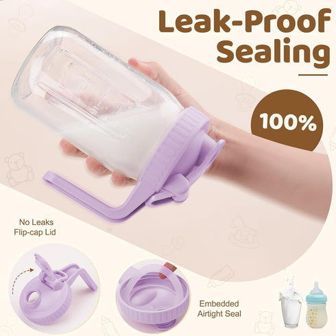 AoeJarry 32 oz Breast Milk Pitcher with Leak Proof Flip Cap & Pour Spout, Wide Mouth Mason Jars for Breast Milk Storage