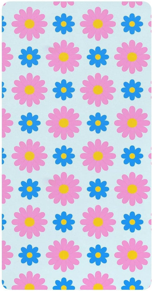 miaozhen Cotton Baby Crib Sheets Ultra Soft Lovely Daisy Floral Peach Blue Playard