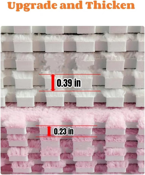 YISLEND 12Pcs Tiles,12"x 12" Interlocking Carpet Plush Interlocking Foam Carpet Tiles with Border,Fluffy Play Mat Floor