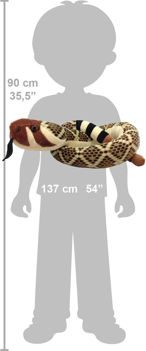 54 Inches Wild Republic Snakesss Western Diamond,Stuffed Animal, Soft Toy, Gifts for Kids