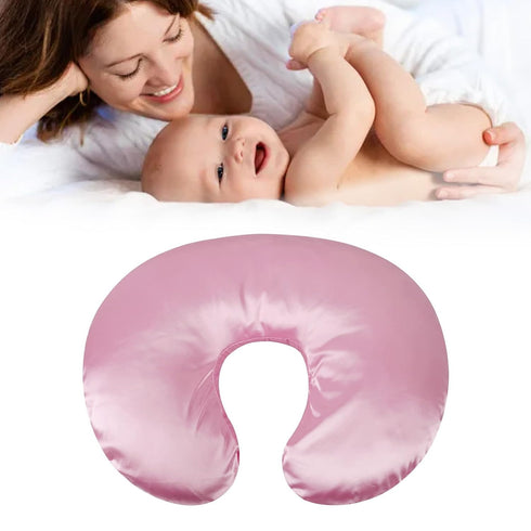 Kikumi Satin Nursing Pillow Cover, Washable Soft, Breathable, Skin Friendly, Nursing Pillow Cover for Feeding (Pink)