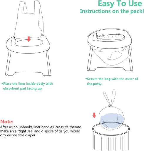 sundee 60 Pack Potty Chair Liners, Portable Disposable Potty Liner Bags for Universal Potty Training Toilet Seat