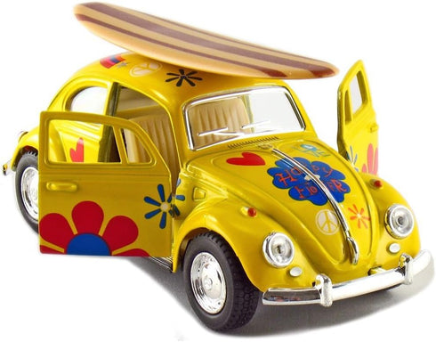 1967 5 Inch 1:32 (SetOf4 KiNSMART - Volkswagen Classic Beetle Scale Die Cast Metal Model Toy -Surfboards)