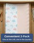 Pack 2 32"x16" Changing Pad Cover - of Soft Unisex Diaper Change Microfiber Table Sheets - Fits Contoured Pad