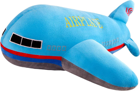 15.7" Airplane Plush Blue Stuffed Plane Toy, Aircraft Hug Pillow Gifts for Kids