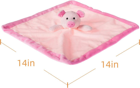 Apricot Lamb Stuffed Animals Security Blanket, Pink Pig Infant Nursery Character Blanket, 14 Inches