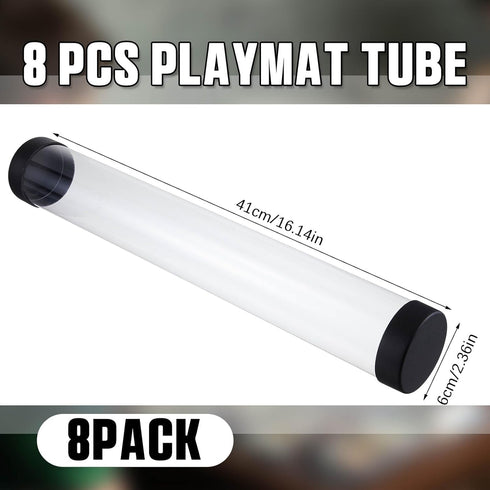 8 16.14 Inch Barydat Pcs Playmat Tube Round Compatible with MTG Play Mat Holders Playmat Case TCG Clear Artwork Tube